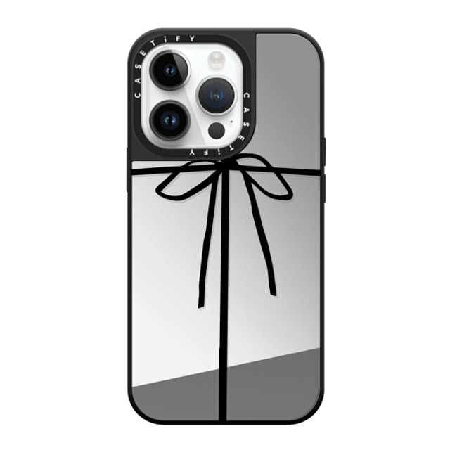 CASETiFY iPhone 14 Pro ケース Silver on Black ミラーケース MagSafe対応 Ribbon,Christmas Ribbon,Christmas WRAPPED IN A BOW Mother's Day CASETiFY iPhone 14 Pro ケース Silver on Black ミラーケース MagSafe対応 Ribbon,Christmas Ribbon,Christmas WRAPPED IN A BOW Mother's Day