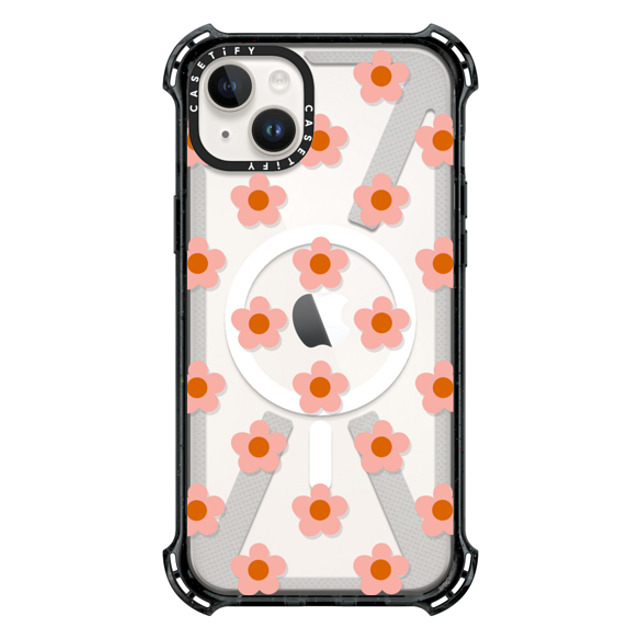 CASETiFY iPhone 14 Plus Case Black バウンスケース フローラル Peach Daisies CASETiFY iPhone 14 Plus Case Black バウンスケース フローラル Peach Daisies