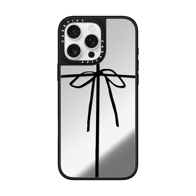 CASETiFY iPhone 16 Pro Max ケース Silver on Black ミラーケース MagSafe対応 クリスマス WRAPPED IN A BOW