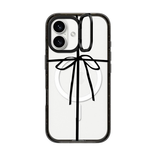 CASETiFY iPhone 16 ケース ブラック インパクトリングスタンドケース MagSafe対応 Christmas,Ribbon WRAPPED IN A BOW