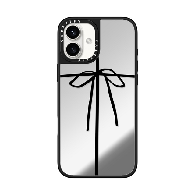 CASETiFY iPhone 16 Plus ケース Silver on Black ミラーケース MagSafe対応 クリスマス WRAPPED IN A BOW