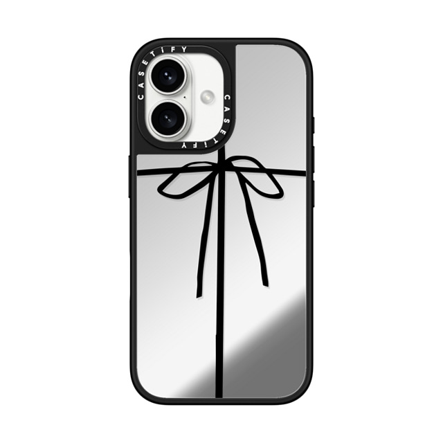 CASETiFY iPhone 16 ケース Silver on Black ミラーケース MagSafe対応 クリスマス WRAPPED IN A BOW