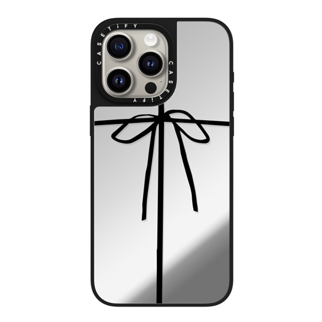 CASETiFY iPhone 15 Pro Max ケース Silver on Black ミラーケース MagSafe対応 クリスマス WRAPPED IN A BOW