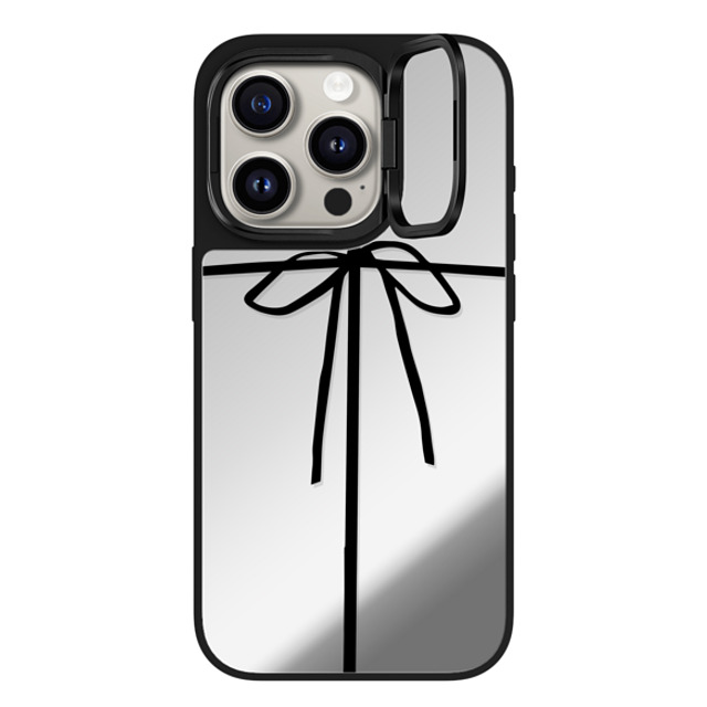 CASETiFY iPhone 15 Pro ケース Silver on Black ミラー リングスタンドケース MagSafe対応 クリスマス WRAPPED IN A BOW