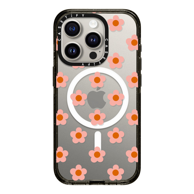 CASETiFY iPhone 15 Pro Case Black Impact Case MagSafe Compatible Floral フローラル Peach Daisies Back to School CASETiFY iPhone 15 Pro Case Black Impact Case MagSafe Compatible Floral フローラル Peach Daisies Back to School