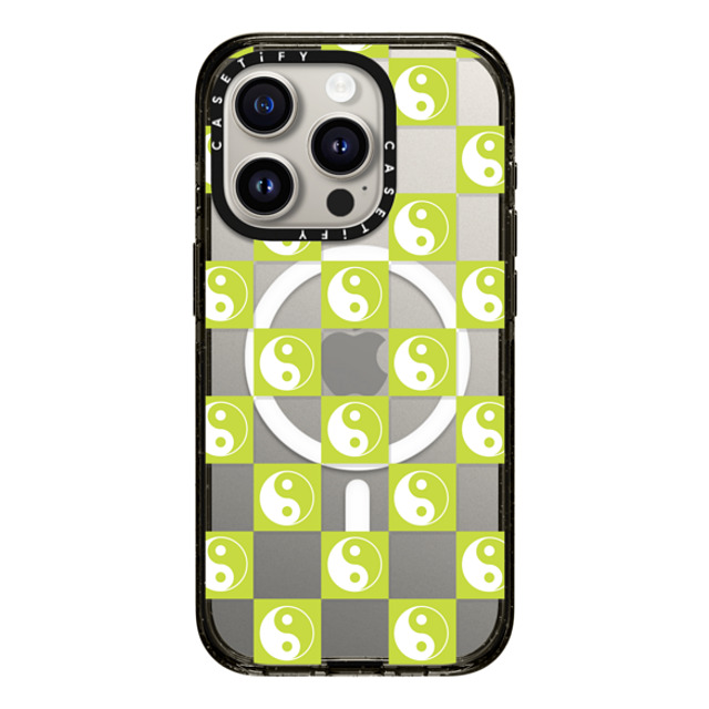 CASETiFY iPhone 15 Pro ケース ブラック インパクトケース MagSafe対応 Pattern,Maximalism Pattern,Y2K,Maximalism Yin Yang Check Mate - Neon Green Back to School CASETiFY iPhone 15 Pro ケース ブラック インパクトケース MagSafe対応 Pattern,Maximalism Pattern,Y2K,Maximalism Yin Yang Check Mate - Neon Green Back to School