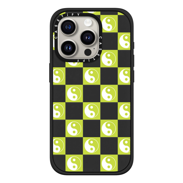 CASETiFY iPhone 15 Pro ケース マットブラック インパクトケース MagSafe対応 Pattern,Maximalism Pattern,Y2K,Maximalism Yin Yang Check Mate - Neon Green Back to School CASETiFY iPhone 15 Pro ケース マットブラック インパクトケース MagSafe対応 Pattern,Maximalism Pattern,Y2K,Maximalism Yin Yang Check Mate - Neon Green Back to School