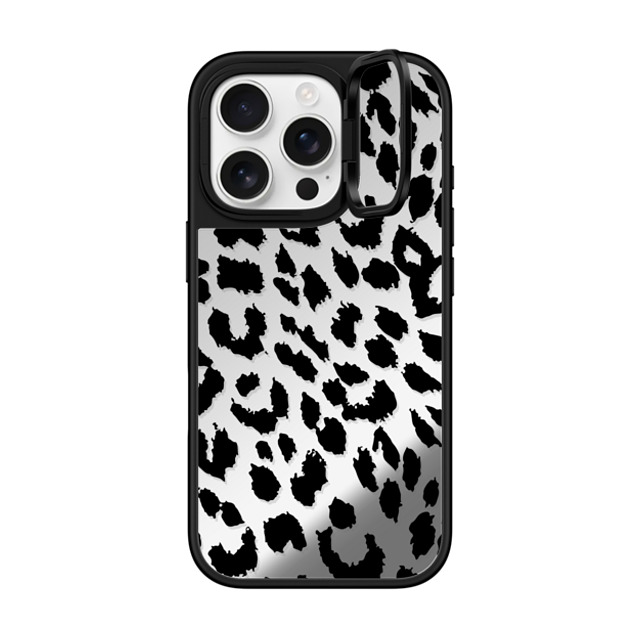 CASETiFY iPhone 16 Pro ケース Silver on Black ミラー リングスタンドケース MagSafe対応 Leopard レオパード Lacie Leopard Father's Day CASETiFY iPhone 16 Pro ケース Silver on Black ミラー リングスタンドケース MagSafe対応 Leopard レオパード Lacie Leopard Father's Day