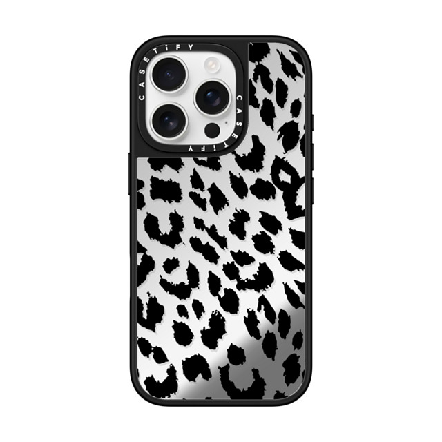 CASETiFY iPhone 16 Pro ケース Silver on Black ミラーケース MagSafe対応 レオパード Lacie Leopard