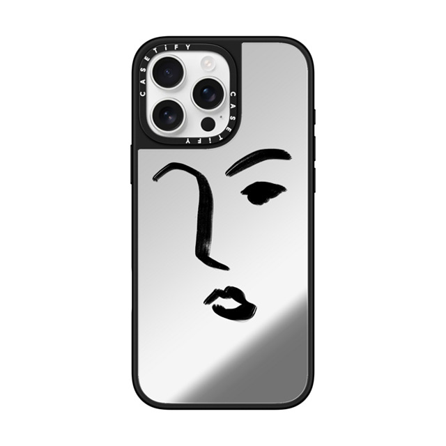 CASETiFY iPhone 16 Pro Max ケース Silver on Black ミラーケース MagSafe対応 Line Art Line Art FACE Father's Day CASETiFY iPhone 16 Pro Max ケース Silver on Black ミラーケース MagSafe対応 Line Art Line Art FACE Father's Day