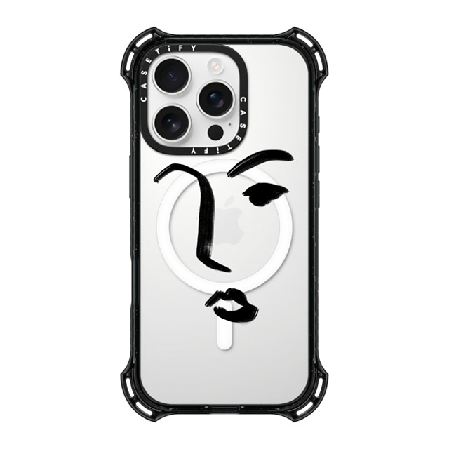 CASETiFY iPhone 16 Pro ケース ブラック バウンスケース Line Art FACE