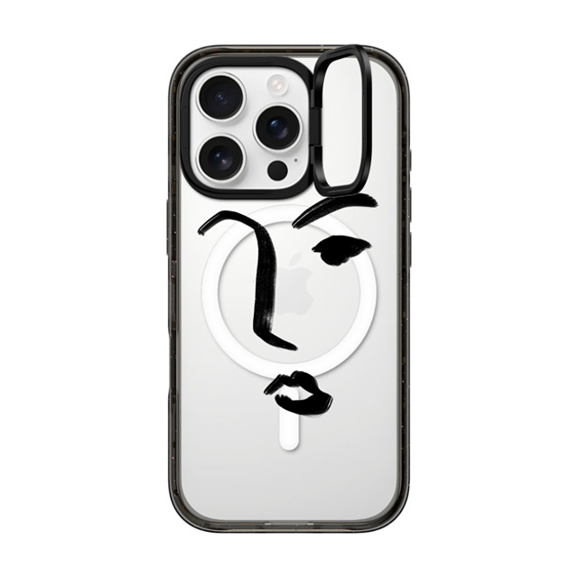 CASETiFY iPhone 16 Pro ケース ブラック インパクトリングスタンドケース MagSafe対応 Line Art Line Art FACE Father's Day CASETiFY iPhone 16 Pro ケース ブラック インパクトリングスタンドケース MagSafe対応 Line Art Line Art FACE Father's Day