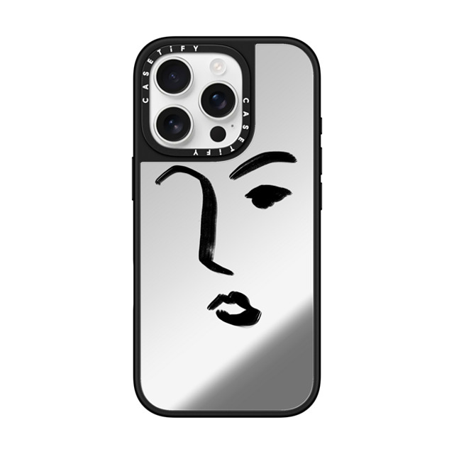 CASETiFY iPhone 16 Pro ケース Silver on Black ミラーケース MagSafe対応 Line Art Line Art FACE Father's Day CASETiFY iPhone 16 Pro ケース Silver on Black ミラーケース MagSafe対応 Line Art Line Art FACE Father's Day
