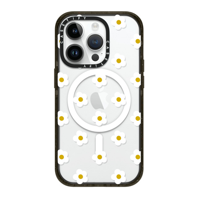 CASETiFY iPhone 14 Pro ケース ブラック インパクトケース MagSafe対応 フローラル Ditsy Daisies