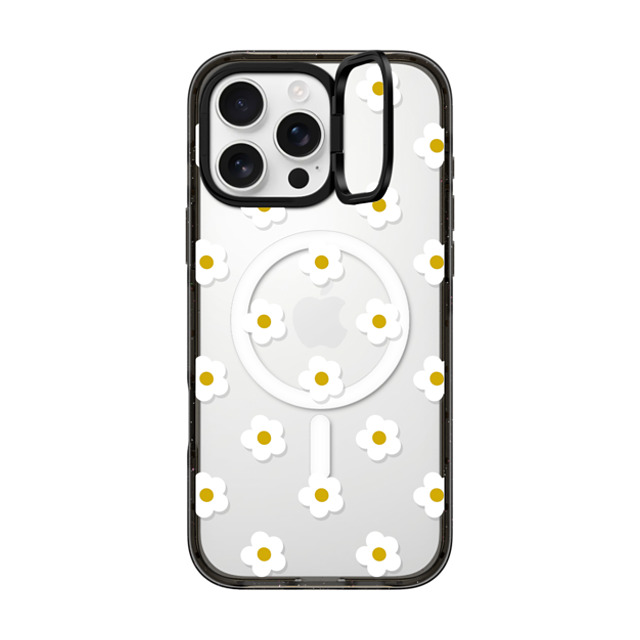 CASETiFY iPhone 16 Pro Max ケース ブラック インパクトリングスタンドケース MagSafe対応 フローラル Ditsy Daisies