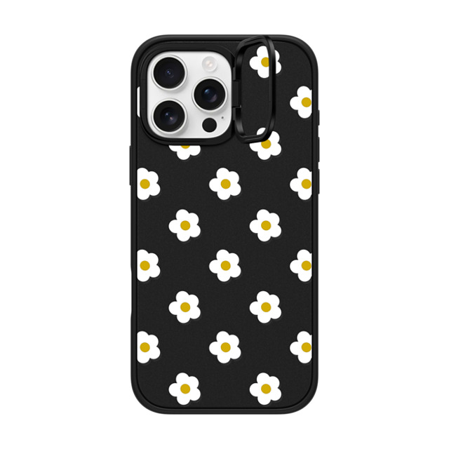 CASETiFY iPhone 16 Pro Max ケース マットブラック インパクトリングスタンドケース MagSafe対応 フローラル Ditsy Daisies