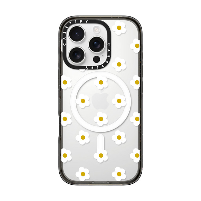 CASETiFY iPhone 16 Pro ケース ブラック インパクトケース MagSafe対応 フローラル Ditsy Daisies