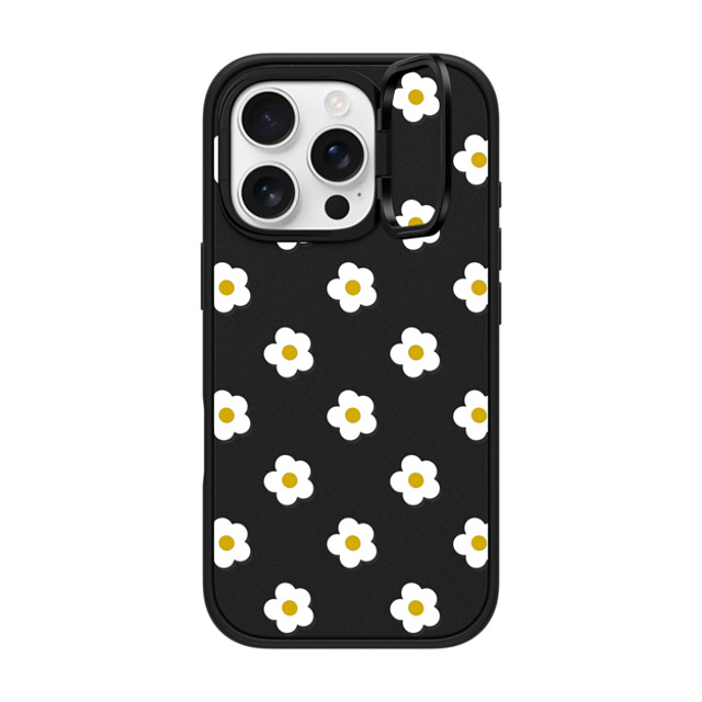 CASETiFY iPhone 16 Pro ケース マットブラック インパクトリングスタンドケース MagSafe対応 フローラル Ditsy Daisies