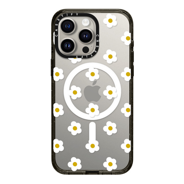 CASETiFY iPhone 15 Pro Max ケース ブラック インパクトケース MagSafe対応 フローラル Ditsy Daisies