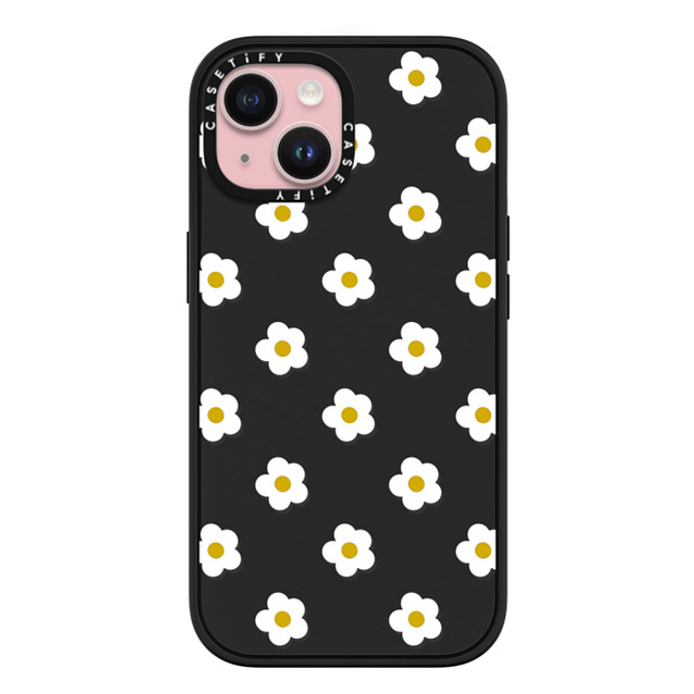 CASETiFY iPhone 15 ケース マットブラック インパクトケース MagSafe対応 フローラル Ditsy Daisies