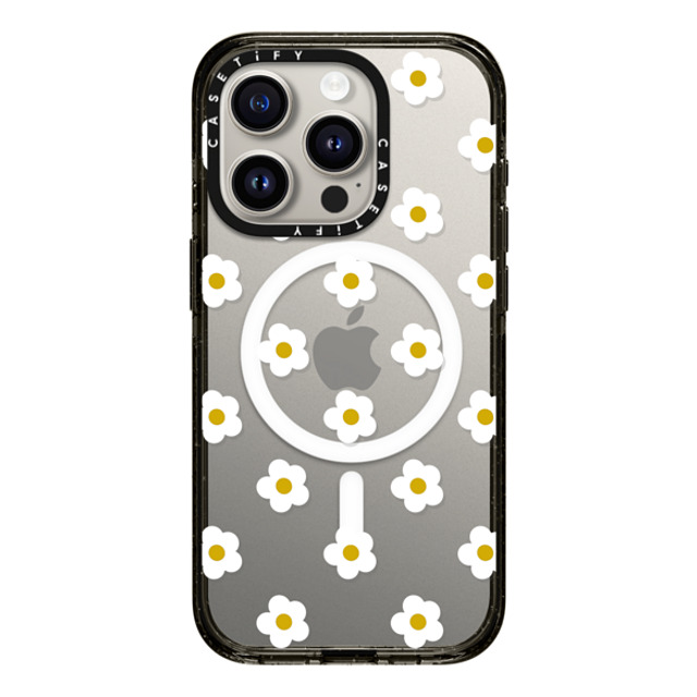 CASETiFY iPhone 15 Pro ケース ブラック インパクトケース MagSafe対応 フローラル Ditsy Daisies