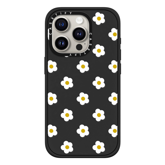 CASETiFY iPhone 15 Pro ケース マットブラック インパクトケース MagSafe対応 フローラル Ditsy Daisies