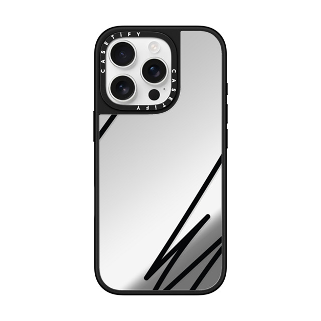 CASETiFY iPhone 16 Pro ケース Silver on Black ミラーケース MagSafe対応 LINE ART casetify_artist