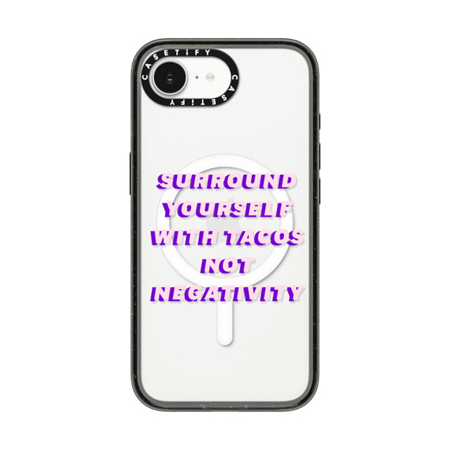 CASETiFY iPhone 16e Case Black Impact Case MagSafe Compatible Quote,Typography Quote,Typography Surround yourself with tacos not negativity Back to School CASETiFY iPhone 16e Case Black Impact Case MagSafe Compatible Quote,Typography Quote,Typography Surround yourself with tacos not negativity Back to School