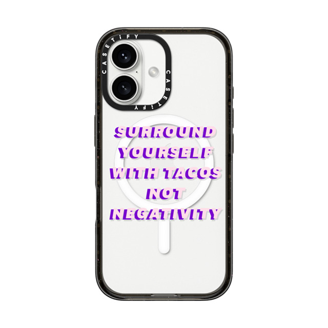 CASETiFY iPhone 16 Case Black Impact Case MagSafe Compatible Quote,Typography Quote,Typography Surround yourself with tacos not negativity Back to School CASETiFY iPhone 16 Case Black Impact Case MagSafe Compatible Quote,Typography Quote,Typography Surround yourself with tacos not negativity Back to School