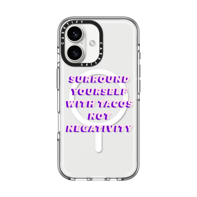 CASETiFY iPhone 16 Case クリア クリア ケース MagSafe対応 Quote,Typography Quote,Typography Surround yourself with tacos not negativity Back to School CASETiFY iPhone 16 Case クリア クリア ケース MagSafe対応 Quote,Typography Quote,Typography Surround yourself with tacos not negativity Back to School