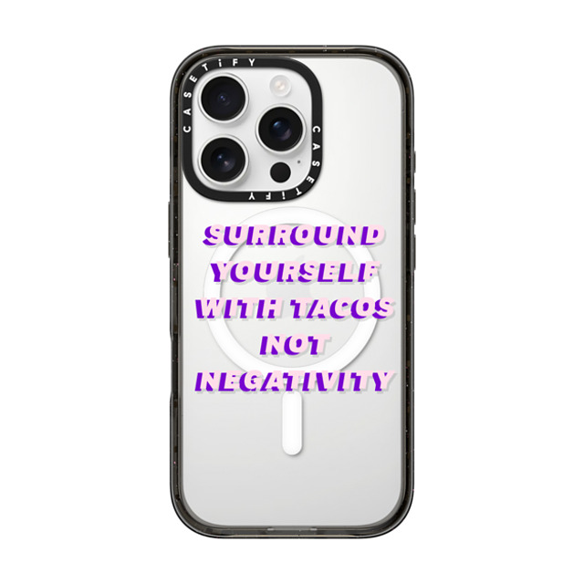 CASETiFY iPhone 16 Pro Case Black Impact Case MagSafe Compatible Quote,Typography Quote,Typography Surround yourself with tacos not negativity Back to School CASETiFY iPhone 16 Pro Case Black Impact Case MagSafe Compatible Quote,Typography Quote,Typography Surround yourself with tacos not negativity Back to School