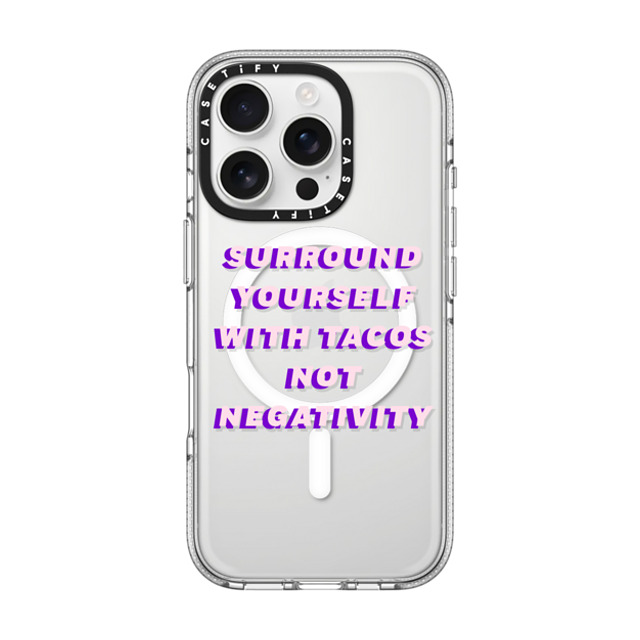 CASETiFY iPhone 16 Pro Case クリア クリア ケース MagSafe対応 Quote,Typography Quote,Typography Surround yourself with tacos not negativity Back to School CASETiFY iPhone 16 Pro Case クリア クリア ケース MagSafe対応 Quote,Typography Quote,Typography Surround yourself with tacos not negativity Back to School
