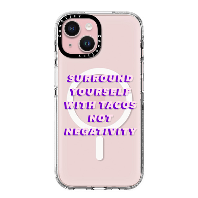 CASETiFY iPhone 15 ケース クリア クリア ケース MagSafe対応 Quote,Typography Quote,Typography Surround yourself with tacos not negativity Back to School CASETiFY iPhone 15 ケース クリア クリア ケース MagSafe対応 Quote,Typography Quote,Typography Surround yourself with tacos not negativity Back to School