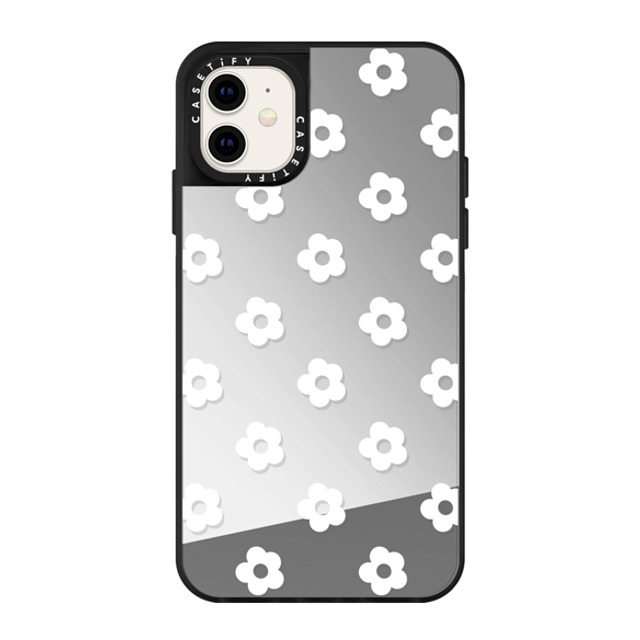 CASETiFY iPhone 11 Case Silver on Black ミラーケース Floral フローラル Ditsy Daisies - White Father's Day CASETiFY iPhone 11 Case Silver on Black ミラーケース Floral フローラル Ditsy Daisies - White Father's Day