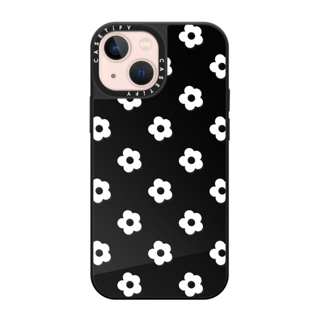 CASETiFY iPhone 13 Mini Case Black on Black ミラーケース MagSafe対応 Floral フローラル Ditsy Daisies - White Mother's Day CASETiFY iPhone 13 Mini Case Black on Black ミラーケース MagSafe対応 Floral フローラル Ditsy Daisies - White Mother's Day