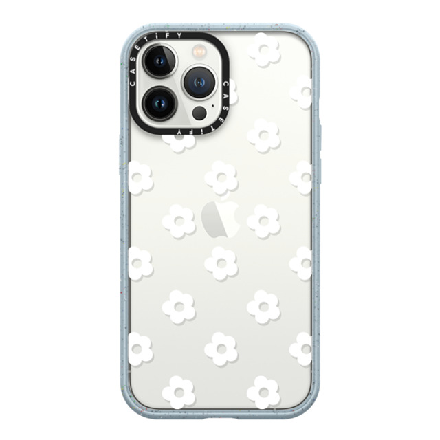 CASETiFY iPhone 13 Pro Max ケース Matte Vapor Blue インパクトケース フローラル Ditsy Daisies - White