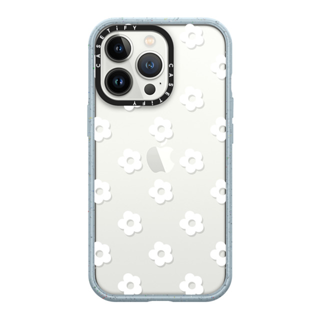 CASETiFY iPhone 13 Pro ケース Matte Vapor Blue インパクトケース フローラル Ditsy Daisies - White