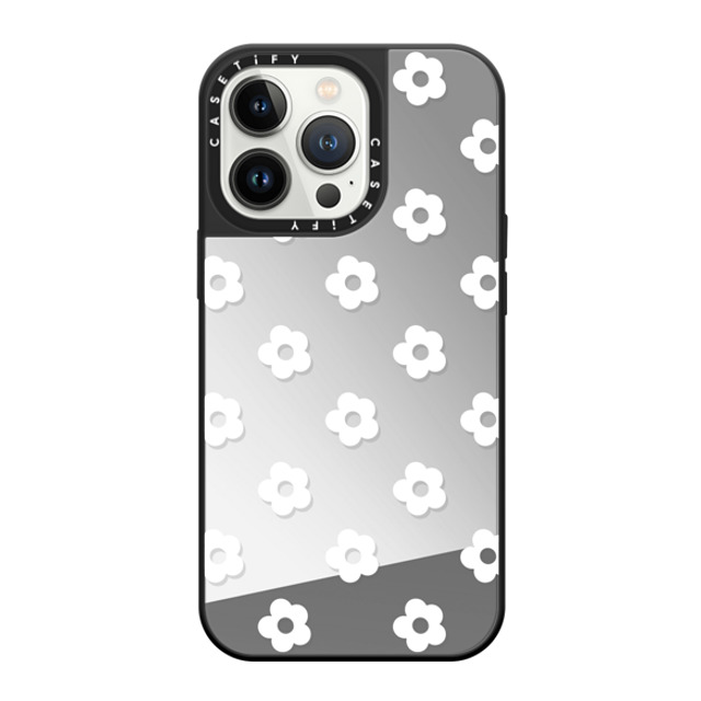 CASETiFY iPhone 13 Pro ケース Silver on Black ミラーケース MagSafe対応 Floral フローラル Ditsy Daisies - White Father's Day CASETiFY iPhone 13 Pro ケース Silver on Black ミラーケース MagSafe対応 Floral フローラル Ditsy Daisies - White Father's Day