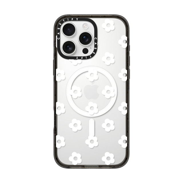 CASETiFY iPhone 16 Pro Max ケース ブラック インパクトケース MagSafe対応 フローラル Ditsy Daisies - White