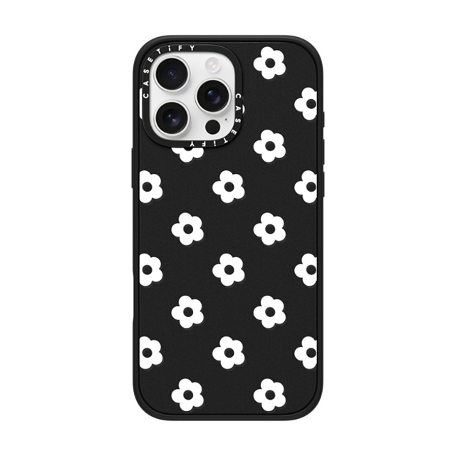 CASETiFY iPhone 16 Pro Max ケース マットブラック インパクトケース MagSafe対応 フローラル Ditsy Daisies - White