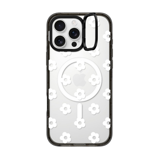 CASETiFY iPhone 16 Pro Max ケース ブラック インパクトリングスタンドケース MagSafe対応 フローラル Ditsy Daisies - White