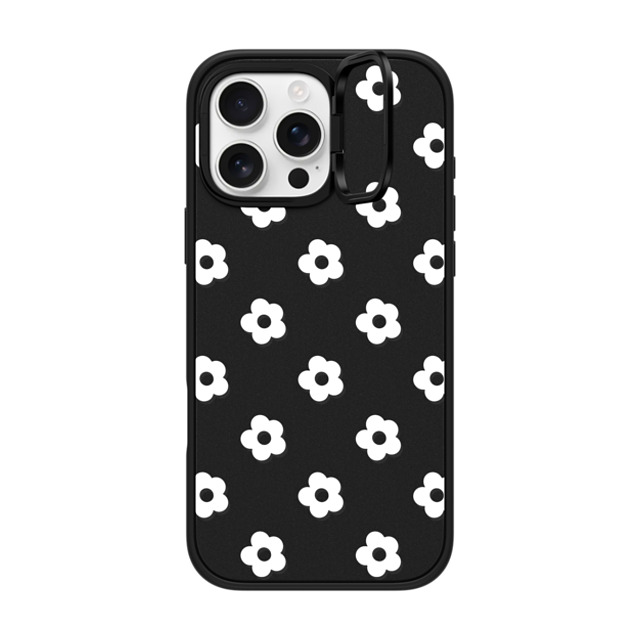 CASETiFY iPhone 16 Pro Max ケース マットブラック インパクトリングスタンドケース MagSafe対応 フローラル Ditsy Daisies - White