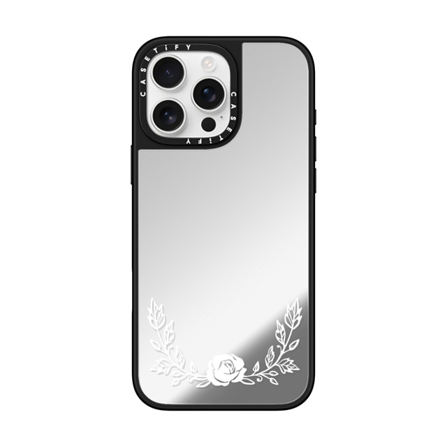 CASETiFY iPhone 16 Pro Max ケース Silver on Black ミラーケース MagSafe対応 フローラル FLORAL