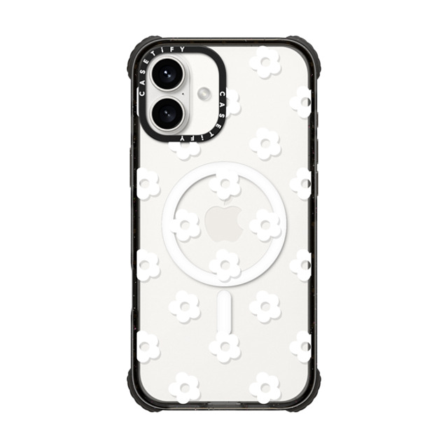 CASETiFY iPhone 16 Plus ケース ブラック ウルトラ インパクトケース MagSafe 対応 フローラル Ditsy Daisies - White