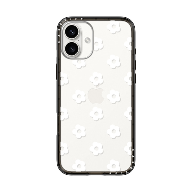 CASETiFY iPhone 16 Plus ケース ブラック インパクトライトケース フローラル Ditsy Daisies - White