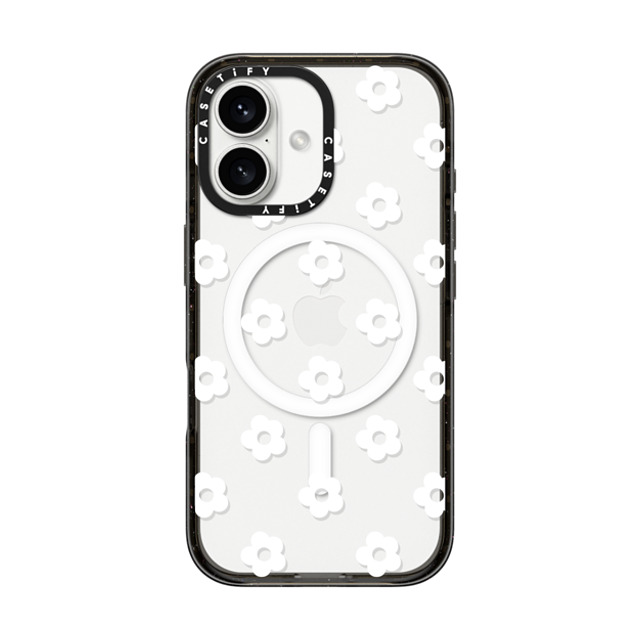 CASETiFY iPhone 16 ケース ブラック インパクトケース MagSafe対応 フローラル Ditsy Daisies - White