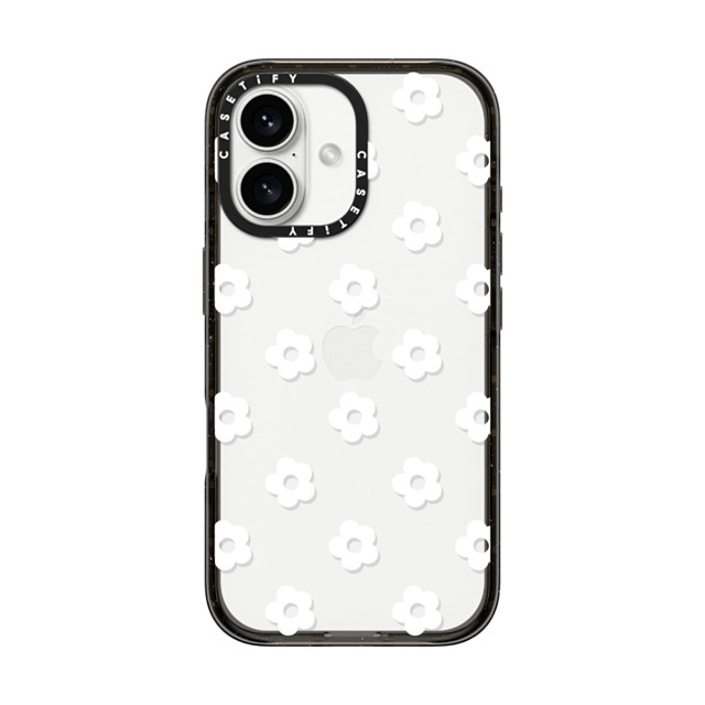 CASETiFY iPhone 16 ケース ブラック インパクトケース フローラル Ditsy Daisies - White