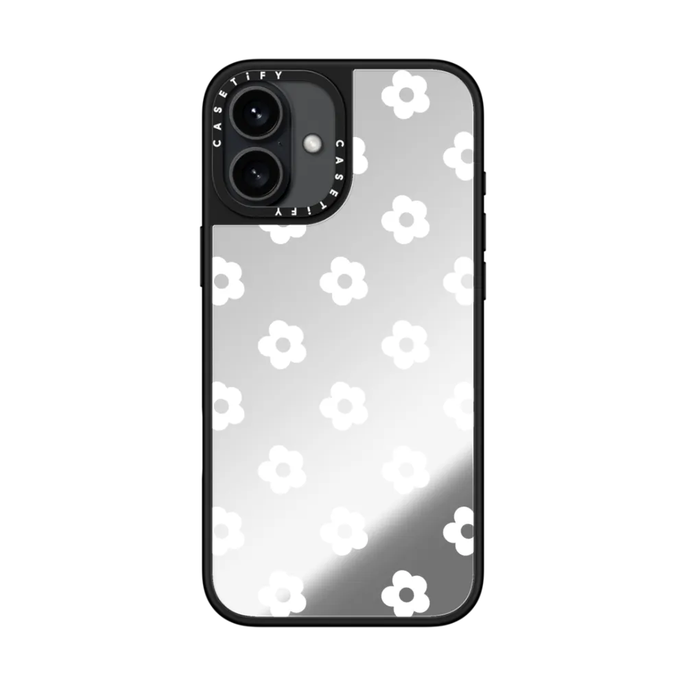 Mirror iPhone 16 Plus Case MagSafe Compatible - Ditsy Daisies - White