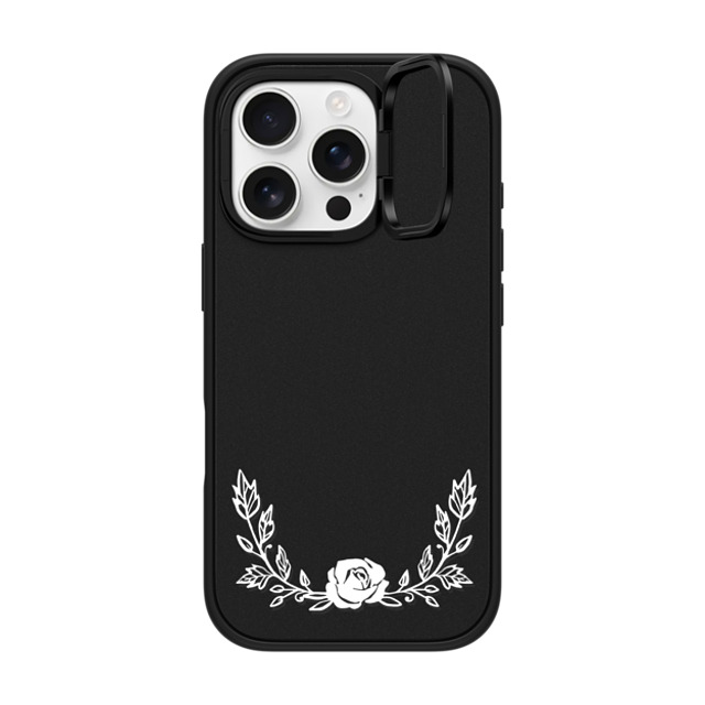 CASETiFY iPhone 16 Pro ケース マットブラック インパクトリングスタンドケース MagSafe対応 フローラル FLORAL