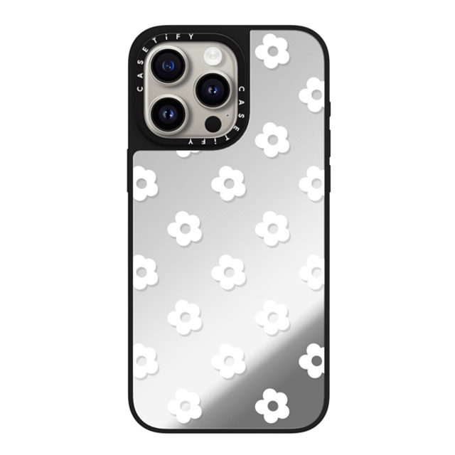 CASETiFY iPhone 15 Pro Max ケース Silver on Black ミラーケース MagSafe対応 フローラル Ditsy Daisies - White